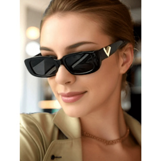 Óculos de Moda com formato "V" retangular Vintage para Mulheres, Recomendação do Blogueiro Estilo Retro 90s Y2K Punk em Oferta na Shopee