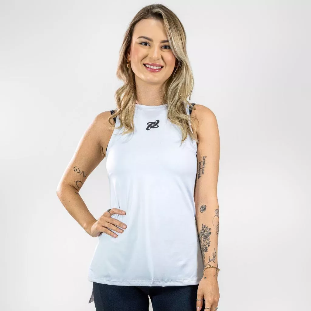 Regata Feminina Dry Fit Long Line Alongada Tapa Bumbum Fitness Burst Beach Tennis Corrida Academia — imagem 1