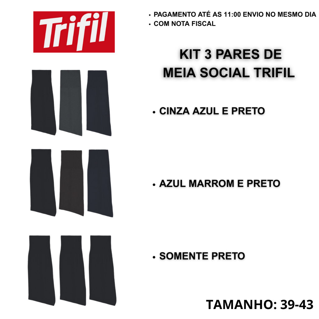 Kit 3 Pares Meia Social Trifil Ref. T07001
