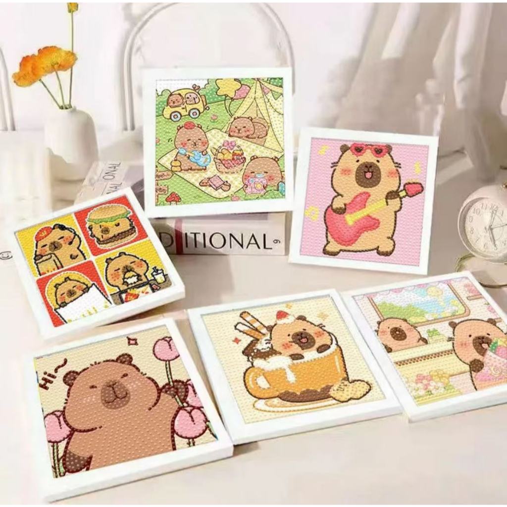KIT COM 1 / 2 OU 4 PINTURA DE DIAMANTE CAPIVARA DIY DIAMOND PAINTING CRISTAIS FOFA PAPELARIA em Oferta na Shopee