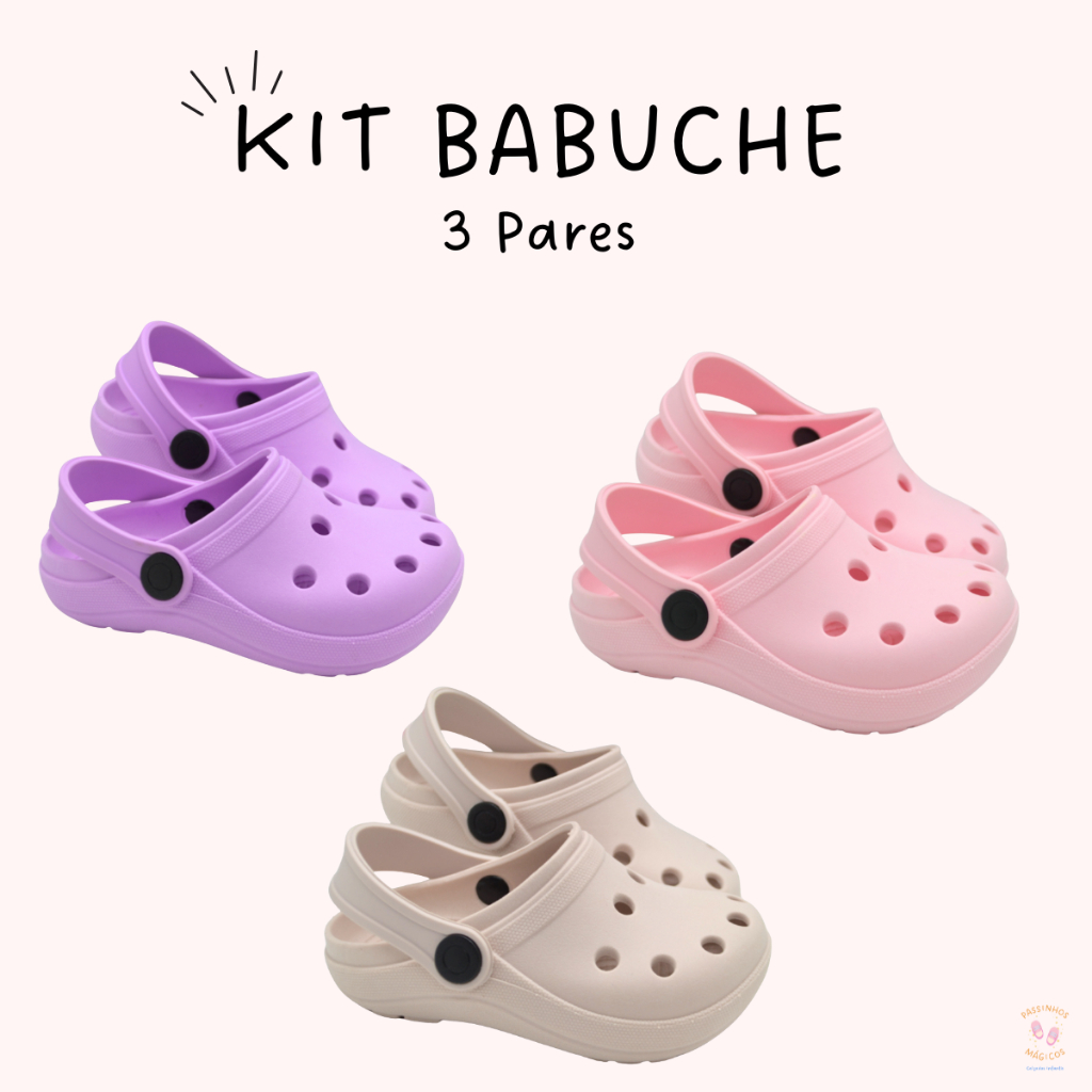 Kit 3 pares Babuche Sandália Infantil Várias Cores Infantil Menina Menino