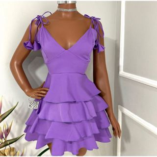 Vestido feminino,vestido babado,vestido curto em Oferta na Shopee