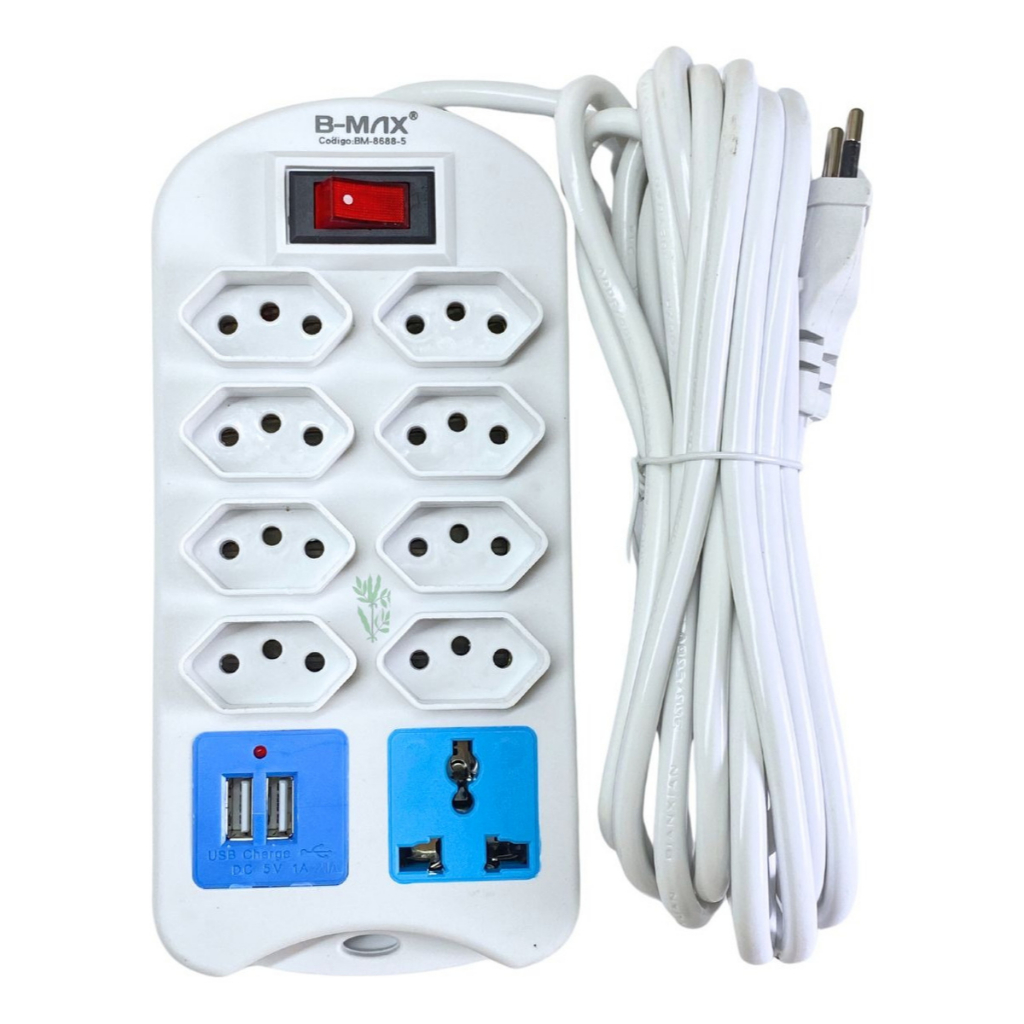 Régua De Extensão Elétrica 9 Tomadas + 2 Usb - 5 Metros em Oferta na Shopee