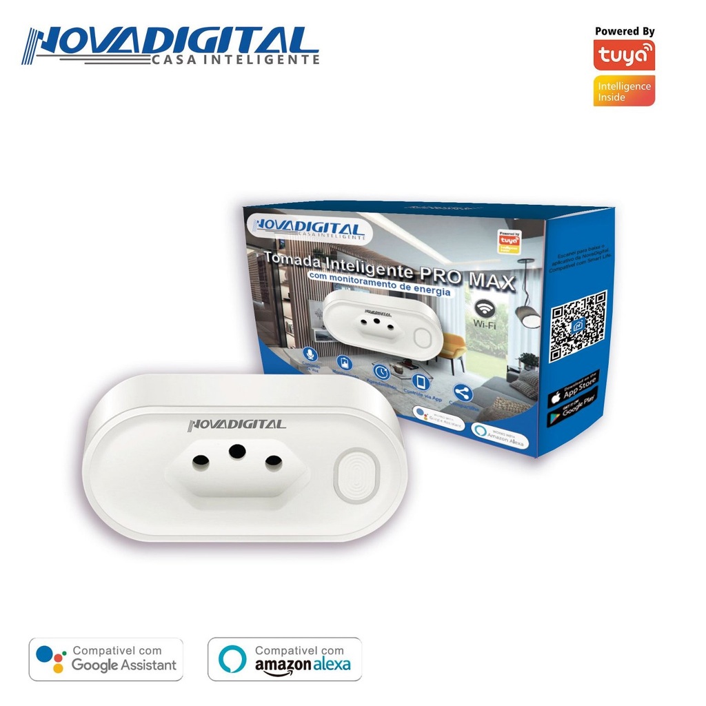 Tomada Inteligente WIFI 20A Monitoramento Energia Bivolt SmartLife APP Alexa Google Assistant Tuya