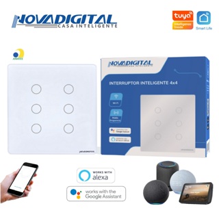 Interruptor Inteligente Touch Wifi 6 Botões Teclas 4x4 Google Assitant Alexa Tuya Smartlife Vidro em Oferta na Shopee