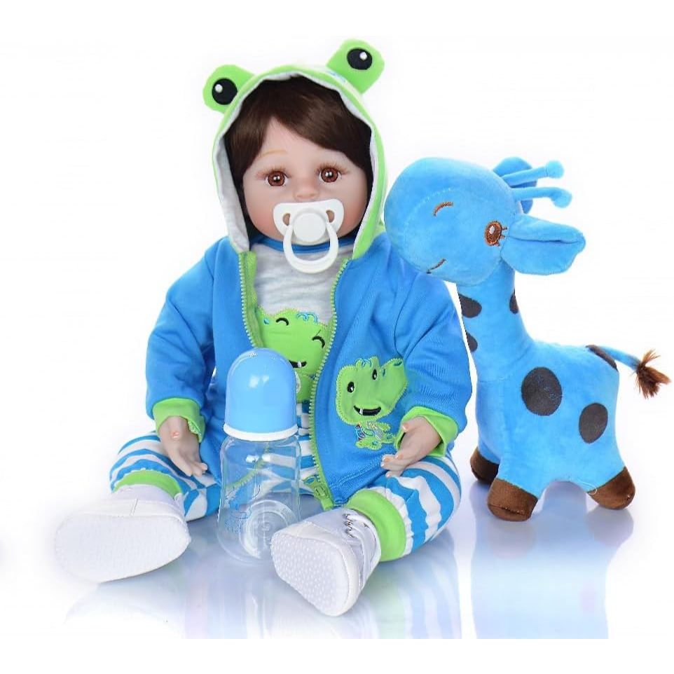 Boneco Bebe Reborn Menino Girafinha 100% Silicone 48cm Real em Oferta na Shopee