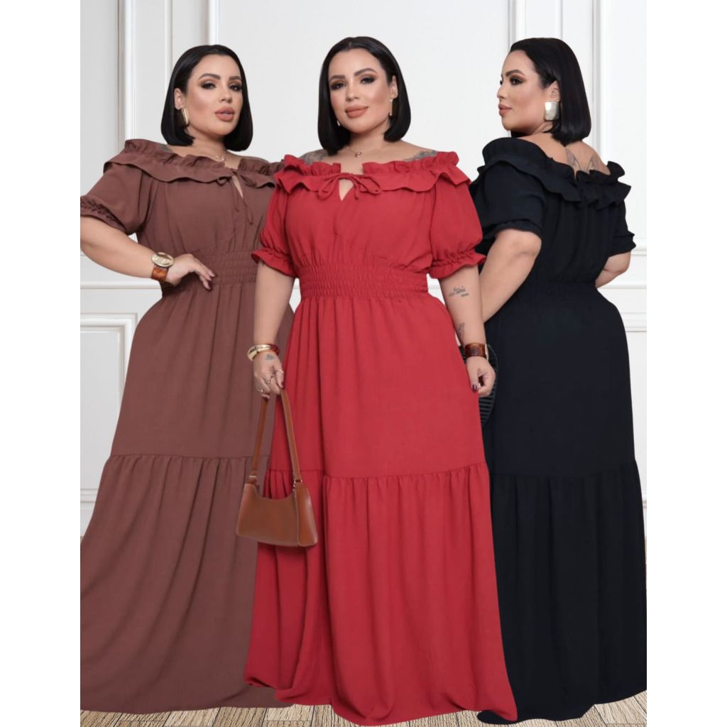 Vestido Plus Longo Elegante Evangelica Cristã Festa Casamento Madrinha Formatura Foto Batizado Luxos em Oferta na Shopee