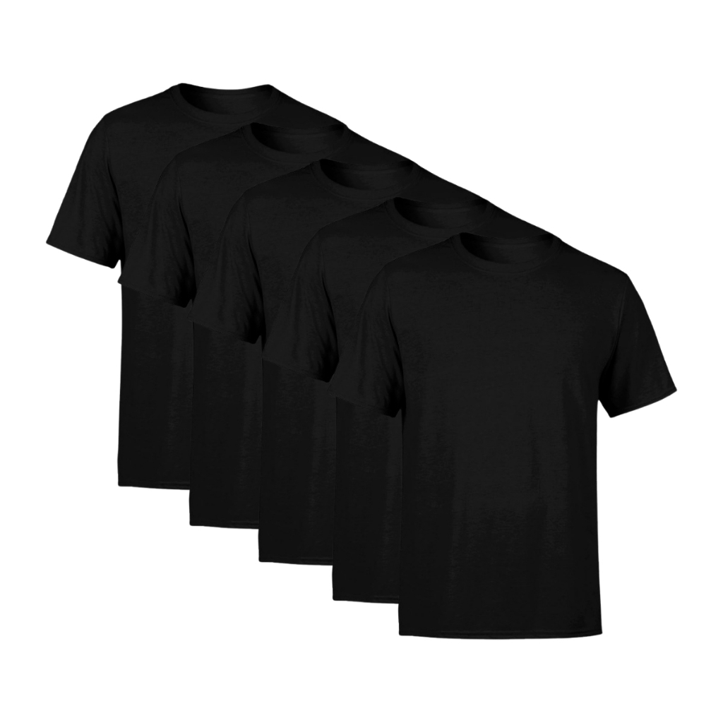 Kit 5 Camisetas Pretas Premium Masculina Confortavel Básica Lisa 100% Algodão