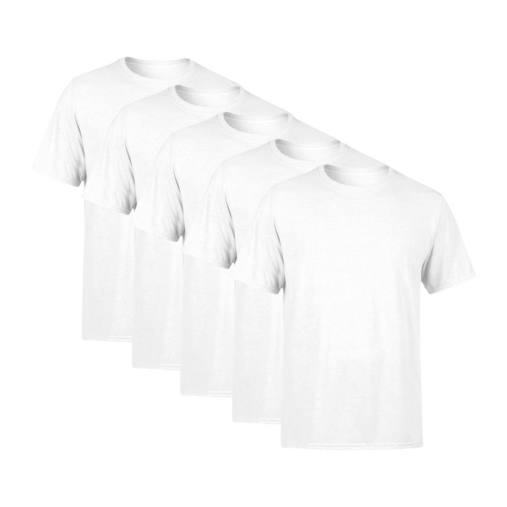 Kit 5 Camisetas Brancas Premium Masculina Confortavel Básica Lisa 100% Algodão