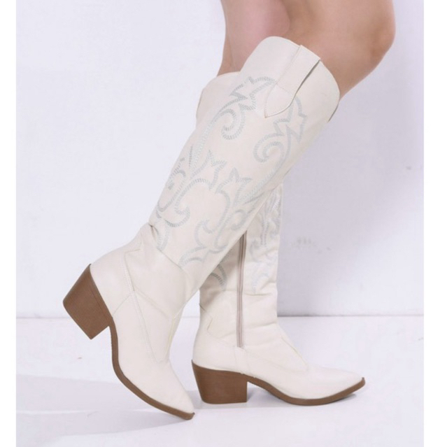 Bota Feminina Texana Western Cano Longo Salto Baixo 4 cm em Oferta na Shopee