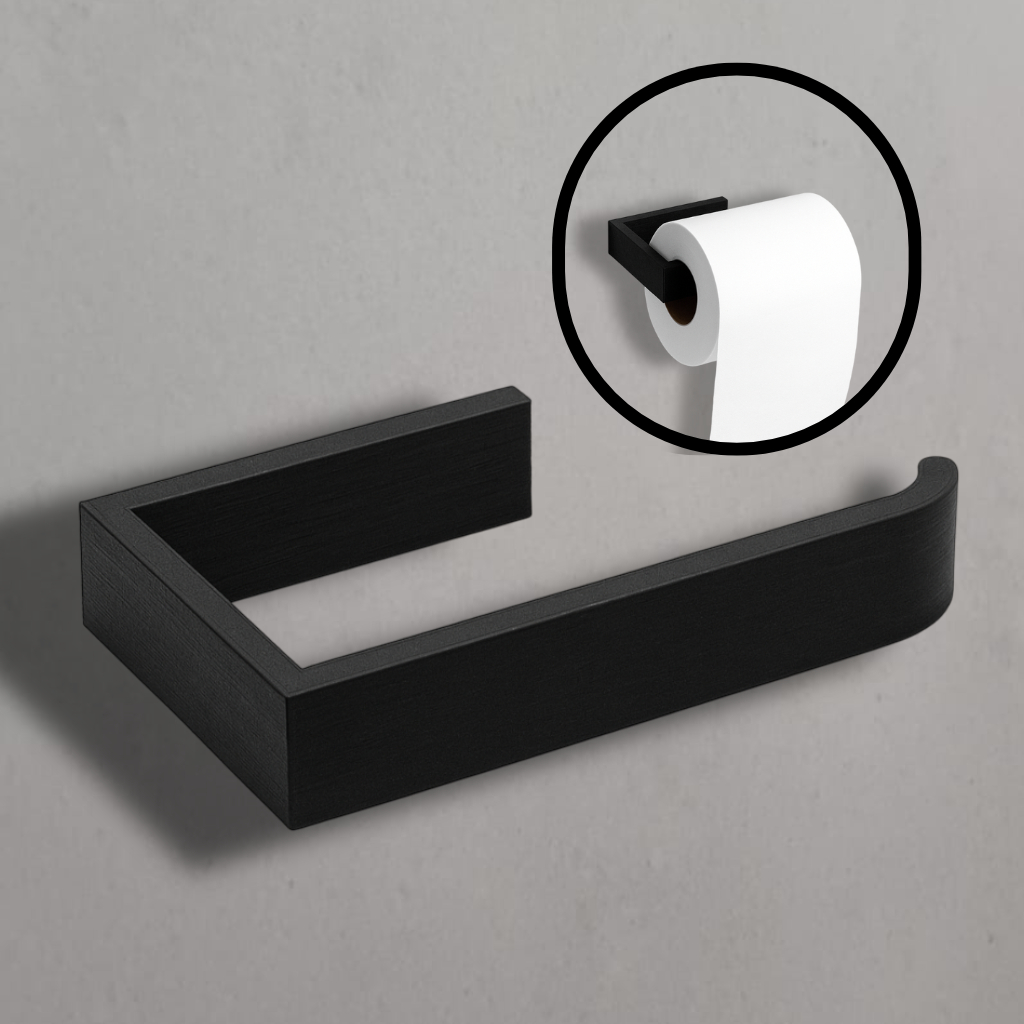 Suporte Para Papel Higiênico de Parede Porta Papel Higiênico Adesivo Preto Fita Dupla Face 3M