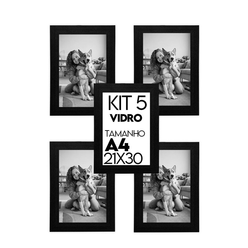 Kit Com 5  Porta Retrato Molduras Para Fotos 21x30 A4 Certificado em Oferta na Shopee
