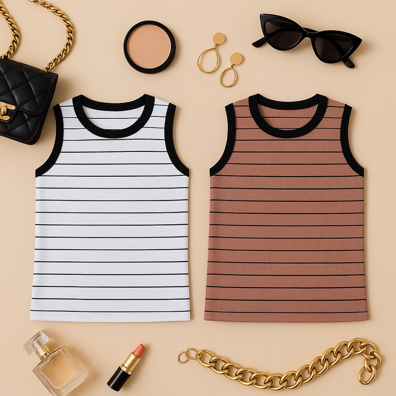 KIT 2 BLUSA Regata Listrada americana canelado / Ribana grosso Tendência Verão
