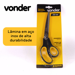 Tesoura Inox Ponta Fina Multiuso Cozinha, Tecido, Escritório 25cm Corte Aço Inoxidavel - Vonder em Oferta na Shopee