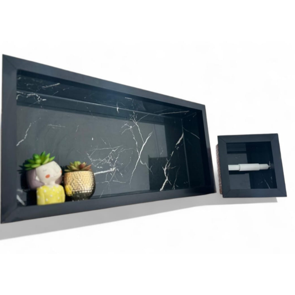 KIT NICHO + PORTA PAPEL HIGIENICO EM PORCELATO PARA BANHEIRO ENVIO FULL em Oferta na Shopee