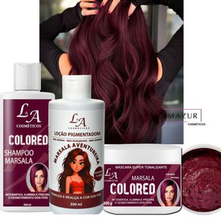 Combo Tonalizante  Marsala Pigmentador  Shampoo  Condicionador  Máscara Tonalizante Vinho Sem Amonia