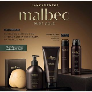 SPRAY, HIDRATANTE  E SABONETE INTIMO MALBEC PURE GOLD LANÇAMENTO ORIGINAL OBOTICÁRIO em Oferta na Shopee