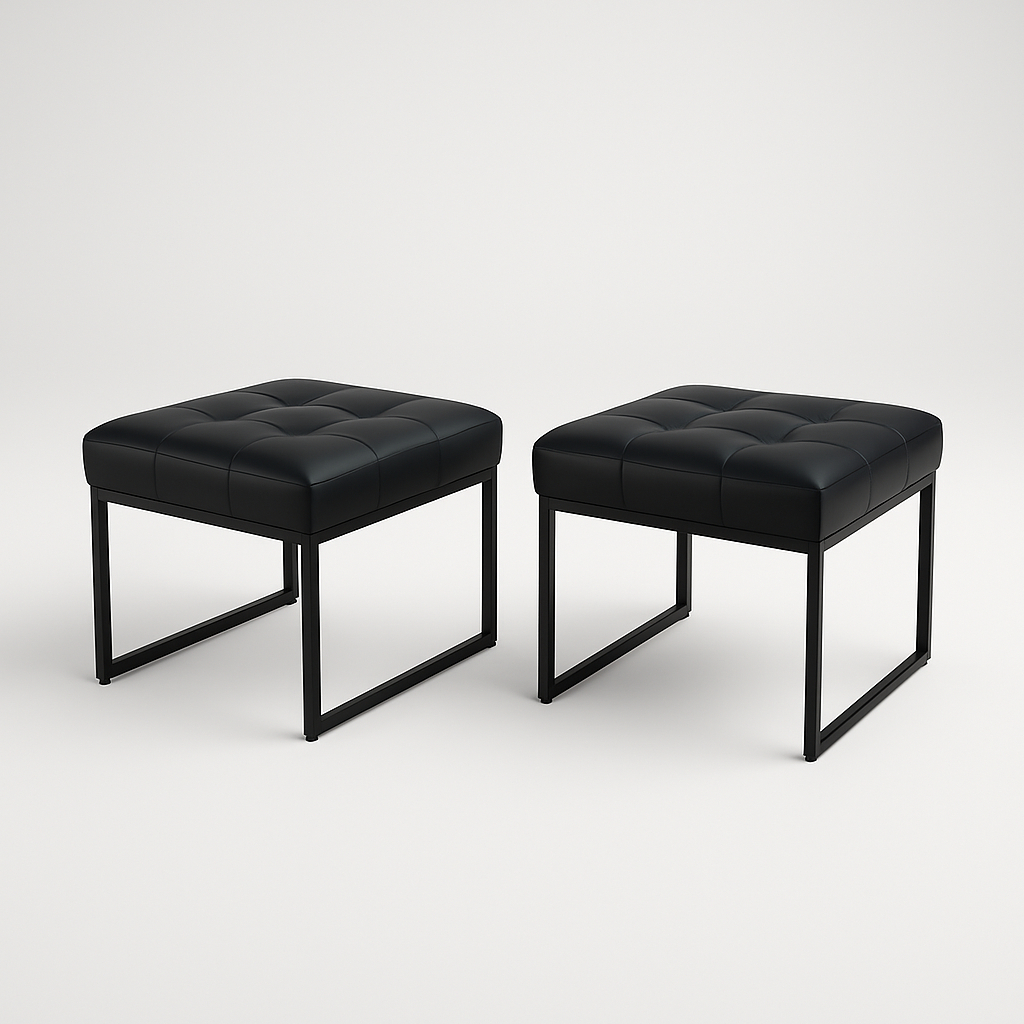 Kit com 2  Pufes STAR base de ferro preto, sala de estar, dormitório altura 45 cm largura e profundidade 45 cm. em Oferta na Shopee