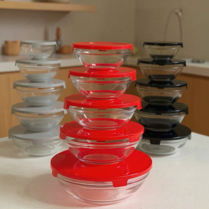 Kit Conjunto De Potes 10 Peças Vidro Resistente Organizadores De Cozinha Multiuso