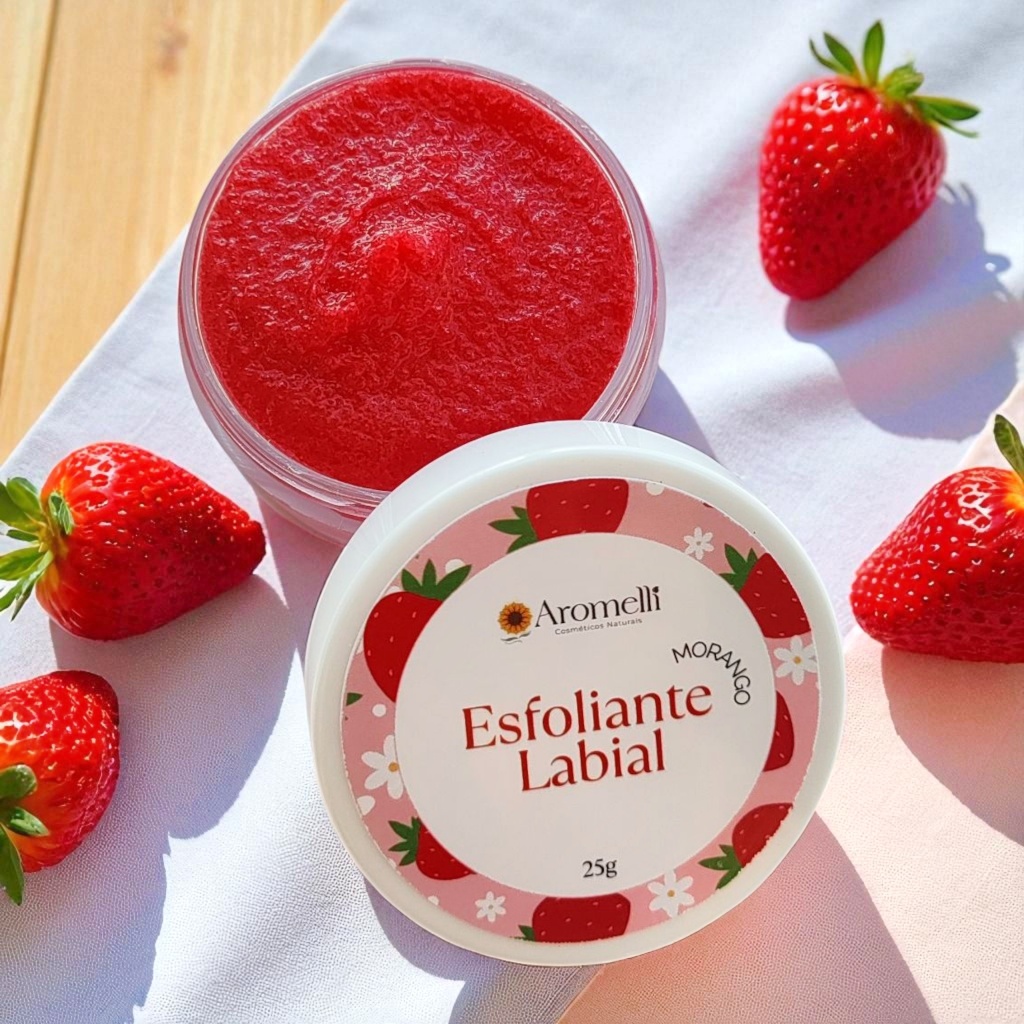 Esfoliante Labial Morango Lip Scrub - Vitamina E - Vegano / Spa Labial