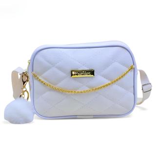 Bolsa Feminina Transversal Pequena Com Corrente 2 Compartimento + Chaveiro POMPOM em Oferta na Shopee
