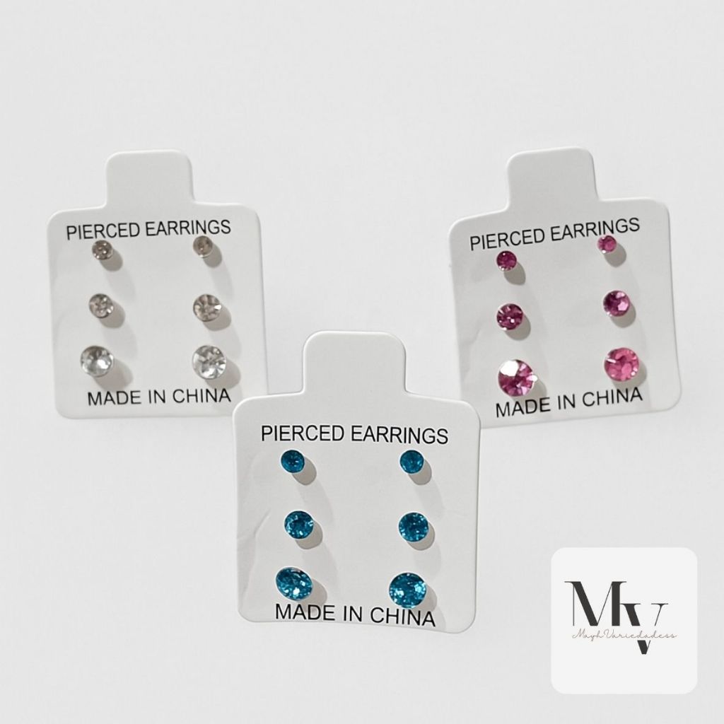 3 Pares de brincos antialérgicos com material de silicone, 1 Cartela com 3 pares, trio de brincos em Oferta na Shopee