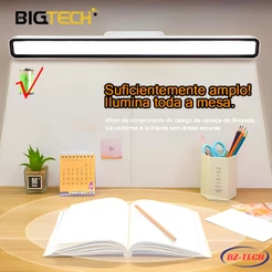Recarregável Luminária De Mesa Sobrepor Bastão Grande 40Led Com Suporte Magnético Estudo Sem Fio Lâmpada Abajur