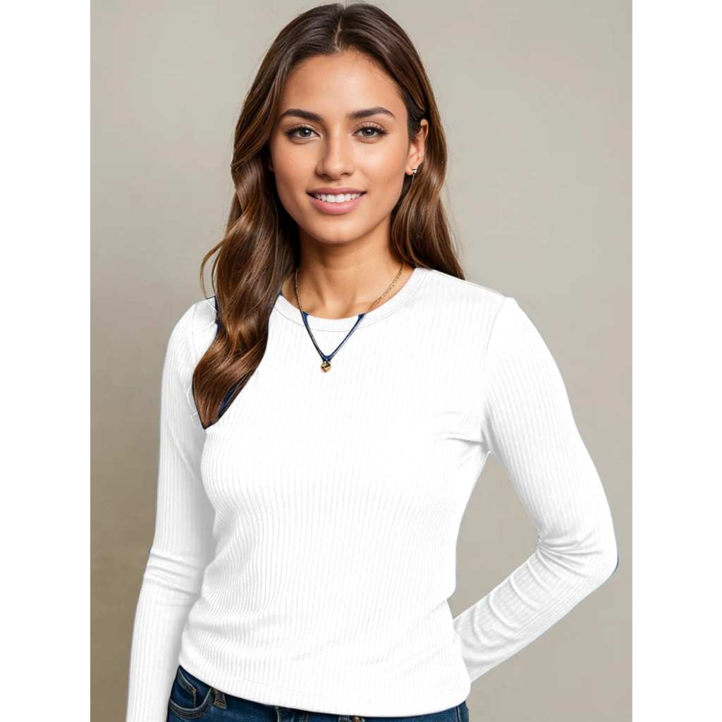 blusinha manga longa basica blusa de frio lisa feminina outono inverno CANELADA Segunda Pele