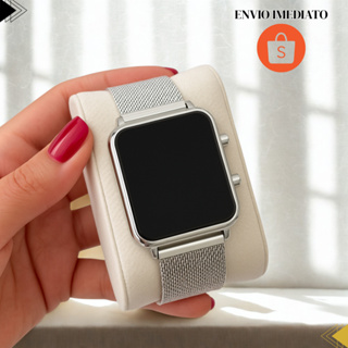Relógio Feminino Led Digital Quadrado Luxo Rosé Prata Preto Dourado Várias Cores Premium em Oferta na Shopee