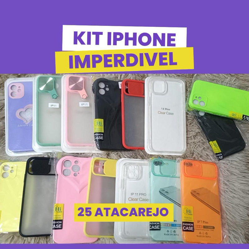 Kit Capas Capinhas iPhone Atacado Revenda 100 200 Peças XR ao 14 Pro Max