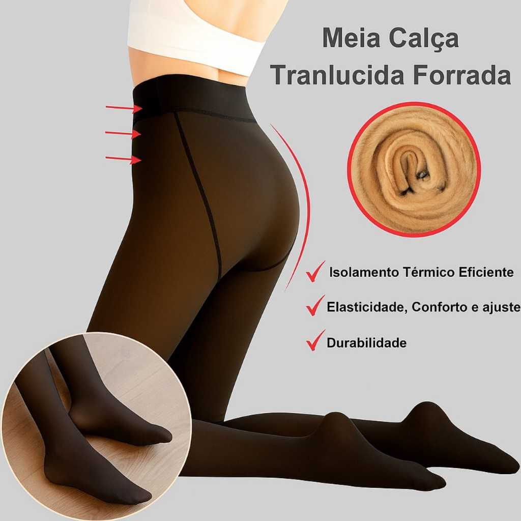 Meia calça térmica translucida feminina  36-48 Miea Fio 40 Sem Pelinhos em Oferta na Shopee