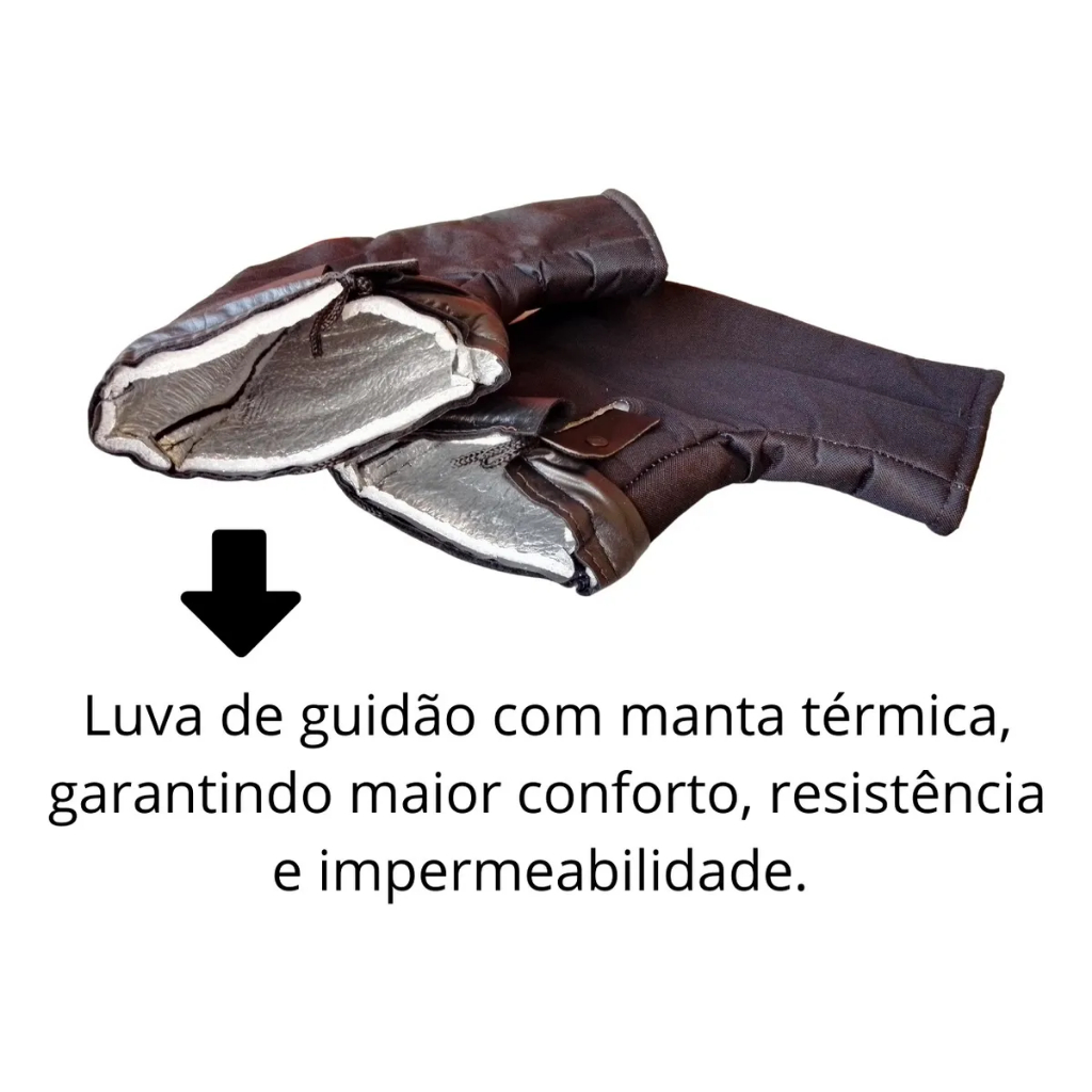 Luva de Guidão Impermeável Térmica Com Manta Aluminio Polaina de Guidão Moto Protetor Ideal para Dias Frios e Chuvosos em Oferta na Shopee