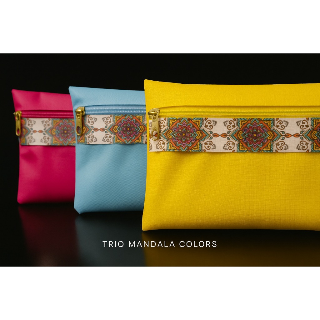 kit necessaire,carteira,kit necessaire feminino,kit festa, maquiagem, Trio Mandala Colors 18 x 13 cm