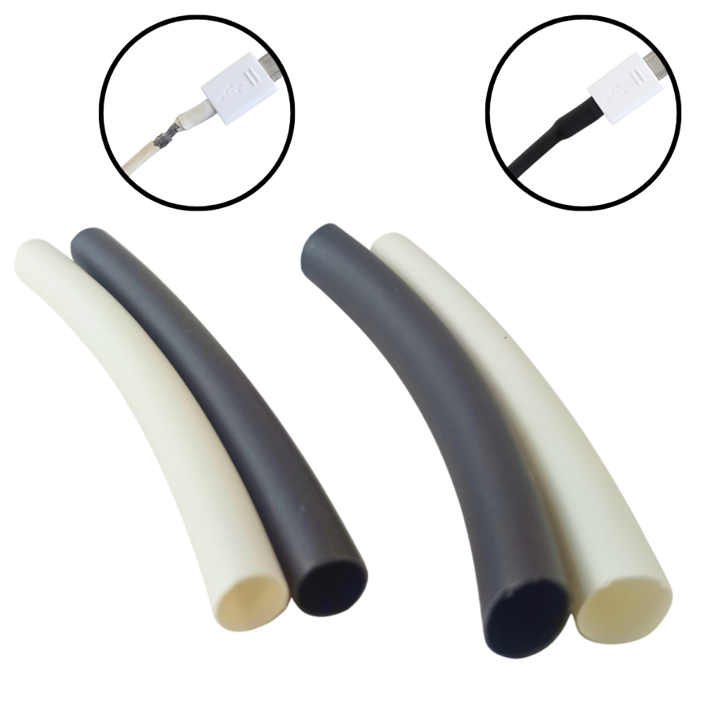 Kit Termoretrátil Adesivado p/ Emenda de Fios – Preto e Branco 8mm e 9mm  Isolação Perfeita para Celular e Mais