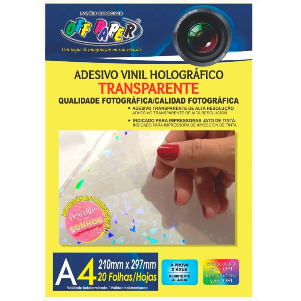 Adesivo Vinil Off Paper Leitoso Branco Transparente Holográfico Branco Holográfico