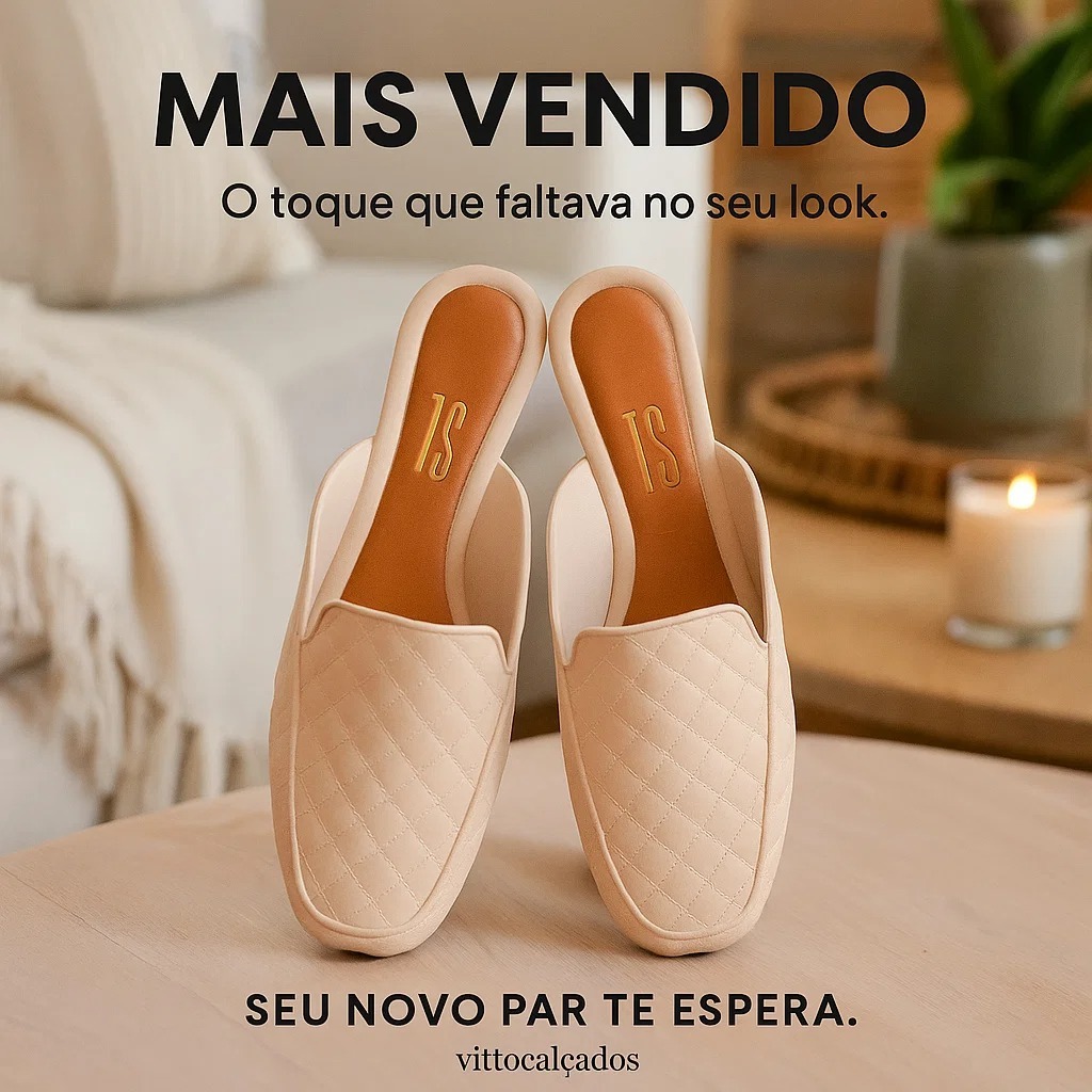Mule Feminino Sapatilha Fechada Bico Quadrado Confortável Estilo Moderno Para o Dia a Dia