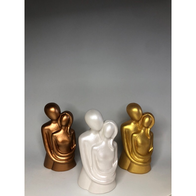 Escultura Casal Apaixonado Personalizada Cor | Presente Namorados Casamento | Decoração Romântica Gesso