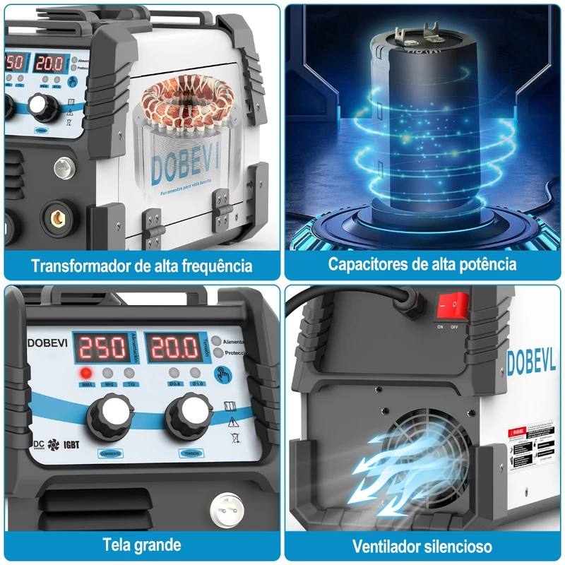 Soldadora Dobevi 3 em 1 MIG+TIG+MMA Sem Gás IGBT Bivolt 110/220V — foto 6