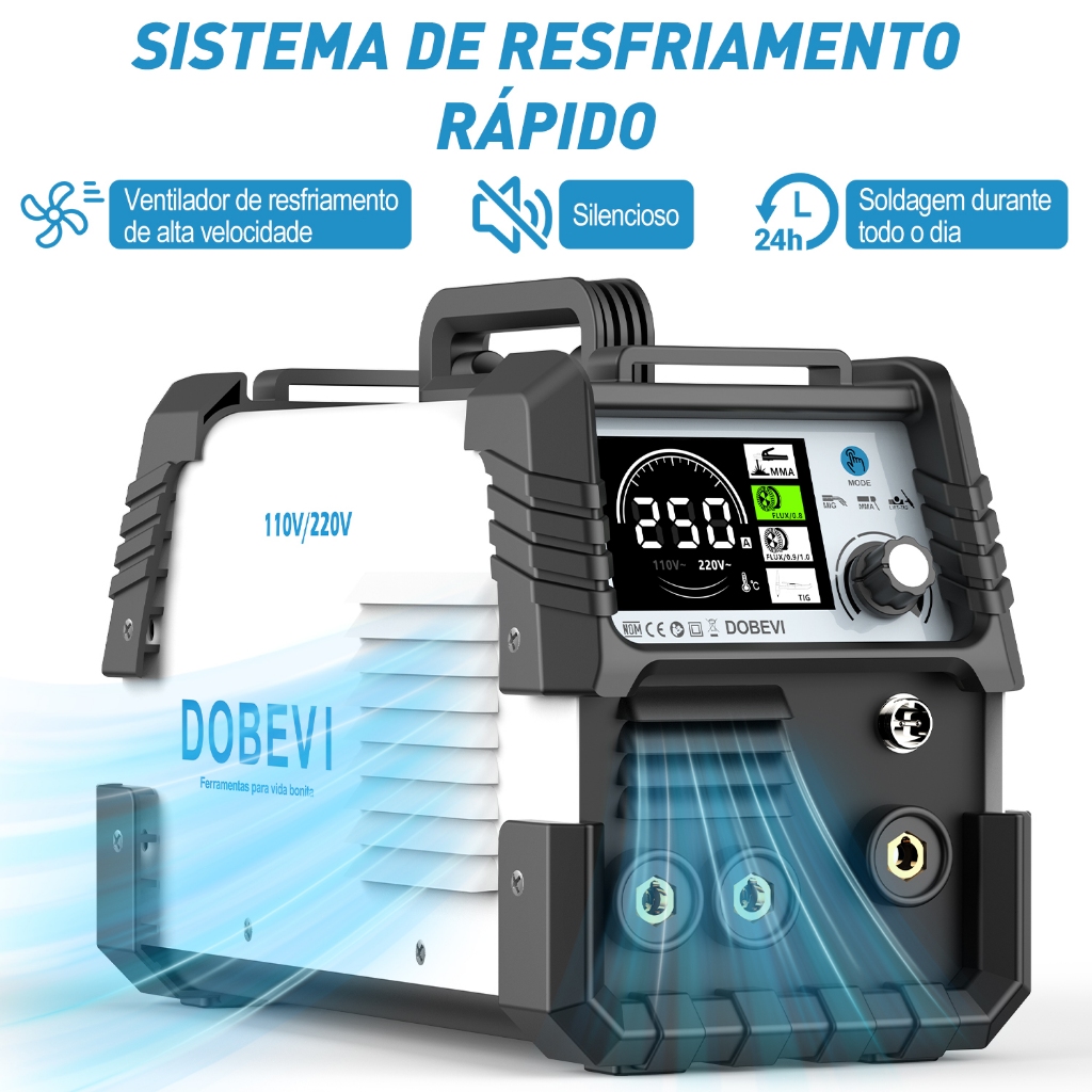 Máquina Solda Inversor IGBT 250a Sem Gás 3 Em 1 Multifuncional 110v/220v Dobevi · foto 2