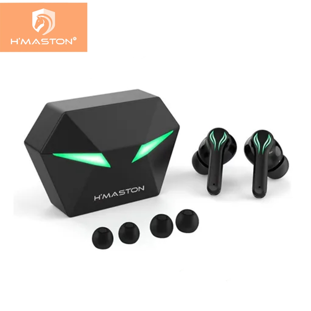 H'maston RS-30 Fone De Ouvido Gamer Sem Fio Bluetooth 5.3 Intra-auricular com Microphone e...