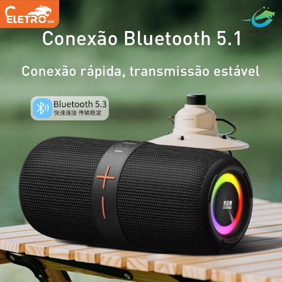 Caixa de som portátil Bluetooth LED 100W à prova d'água EL-1096 da marca Eletromex