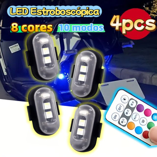 4pcs Controle Remoto Sem Fio Luz LED Estroboscópica 8 Cores USB Recarregável para Moto/Bicicleta/Carro/Drone RC Flash