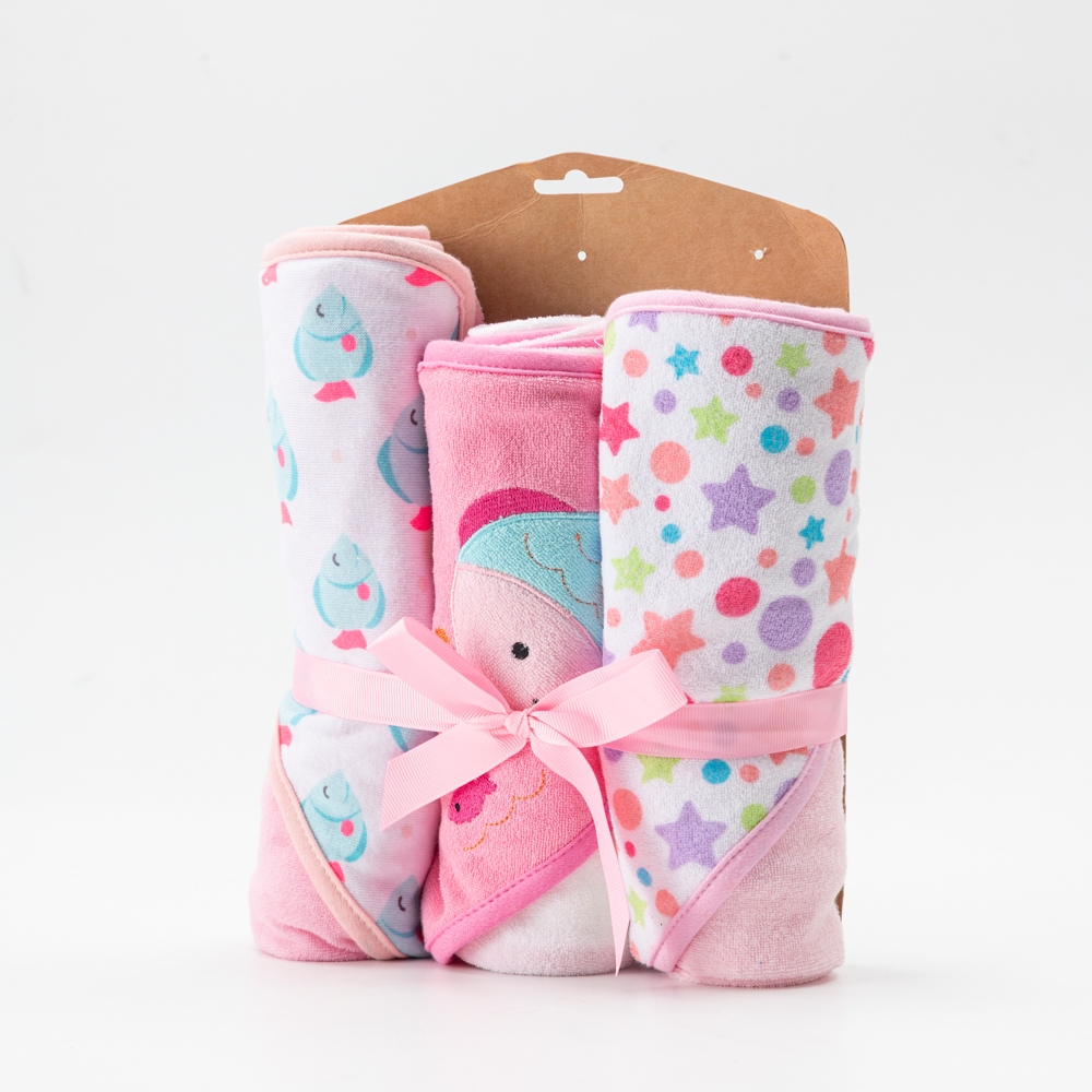 Kit 3 Unidades - Toalha de Banho Bebê com Capuz Recém Nascido Infantil Felpuda com Capuz M...