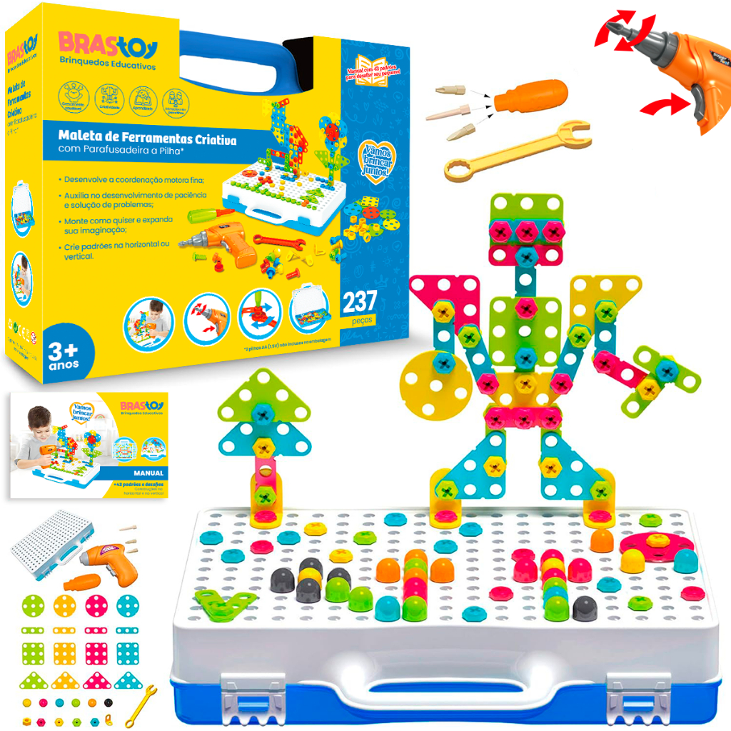 BRASTOY Kit de ferramentas para crianças - Conjunto de chaves de fenda - Brinquedo criativo