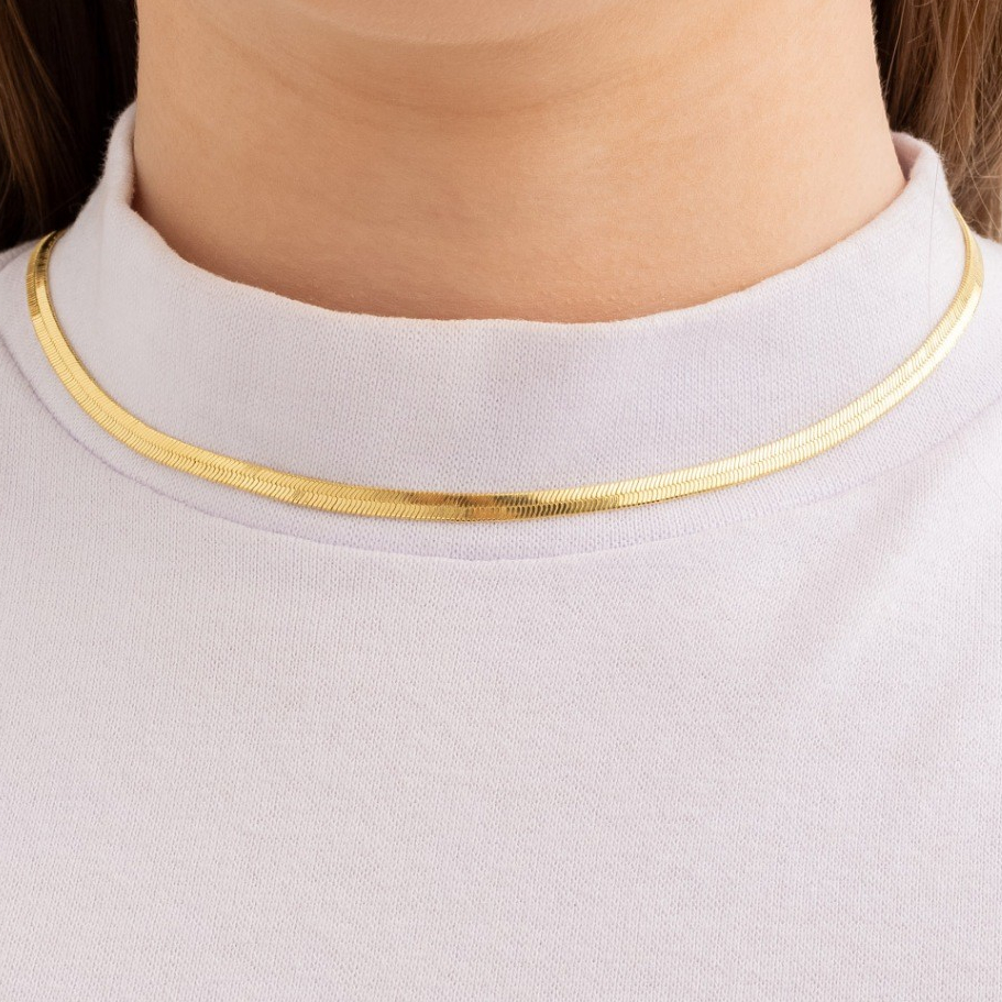 Choker Dourada Feminina Estilo Fita, Tendência Fashion e Versátil, Banhada a Ouro 18k