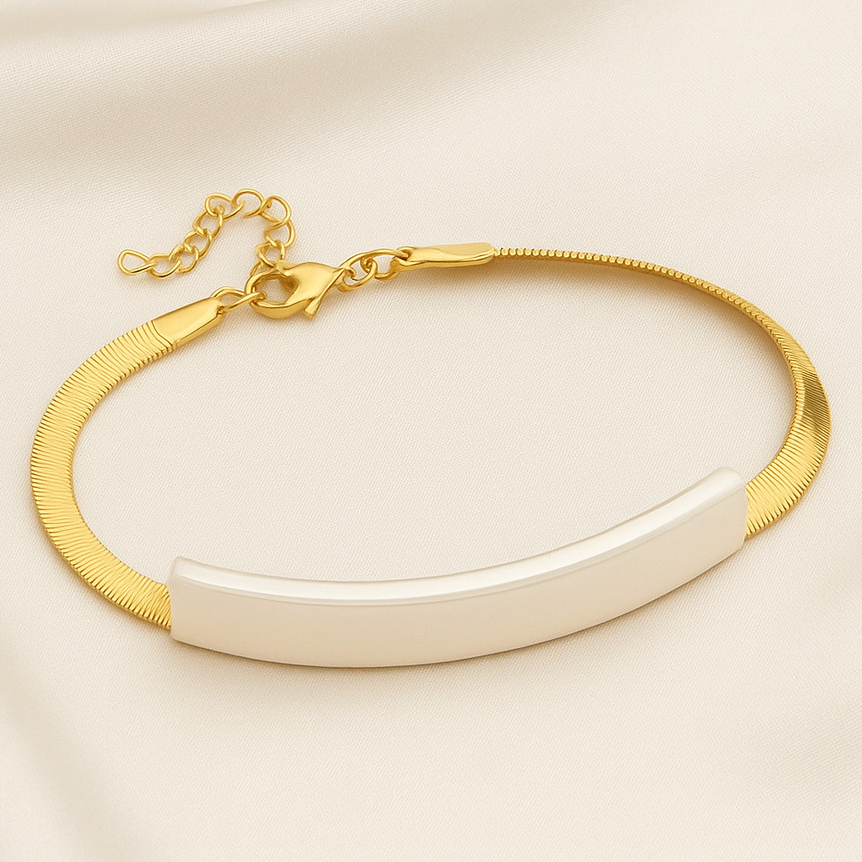 Pulseira Dourada e Detalhe Prateado Removível, Elegante Para Presente ou Festa, Folheada a Ouro 18k