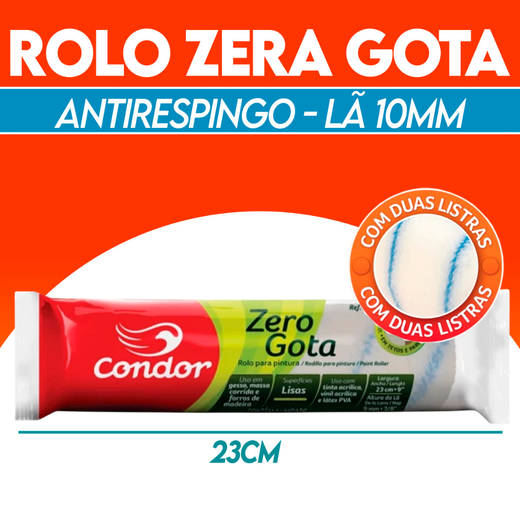 Rolo para pintura Não Respinga 10MMx23CM S/cabo Condor