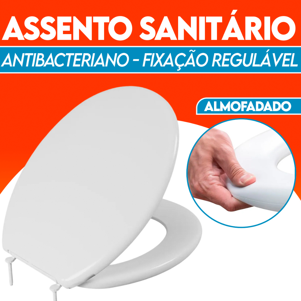 Assento Tampa Vaso Sanitário Almofadado Fofinho Redondo Oval Cor Branco