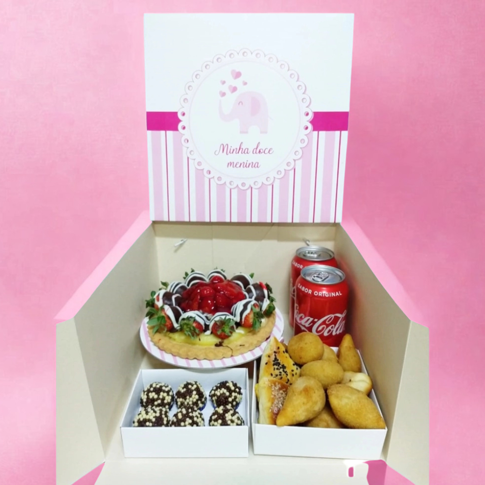 1 Caixa para Bolo ou Festa na Caixa 27x27x16 com alça em gorgurão - Minha doce menina--Embalagem-Confeitaria- em Oferta na Shopee