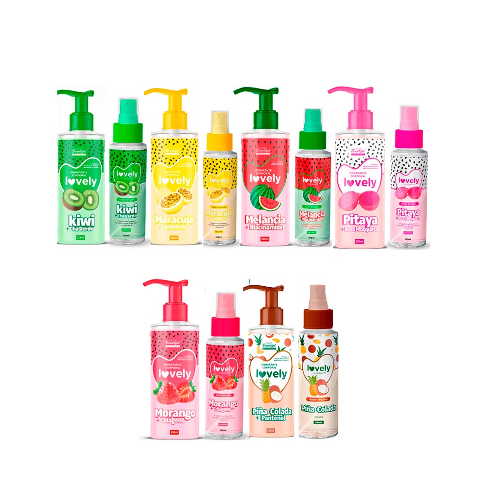 Kit Diário Hidratante Corporal e Body Splash Lovely Com Loção Perfumada e  Relaxante Face Beautiful em Oferta na Shopee